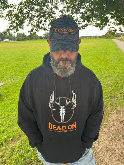 Dead On Hunting Snap Back Trucker Cap - Black Camoflauge and hoodie